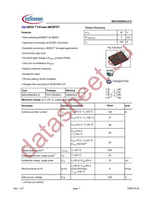 BSC030N03LS G datasheet  